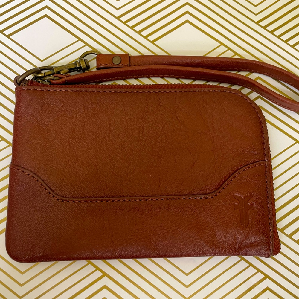 Frye Brown Leather Wristlet